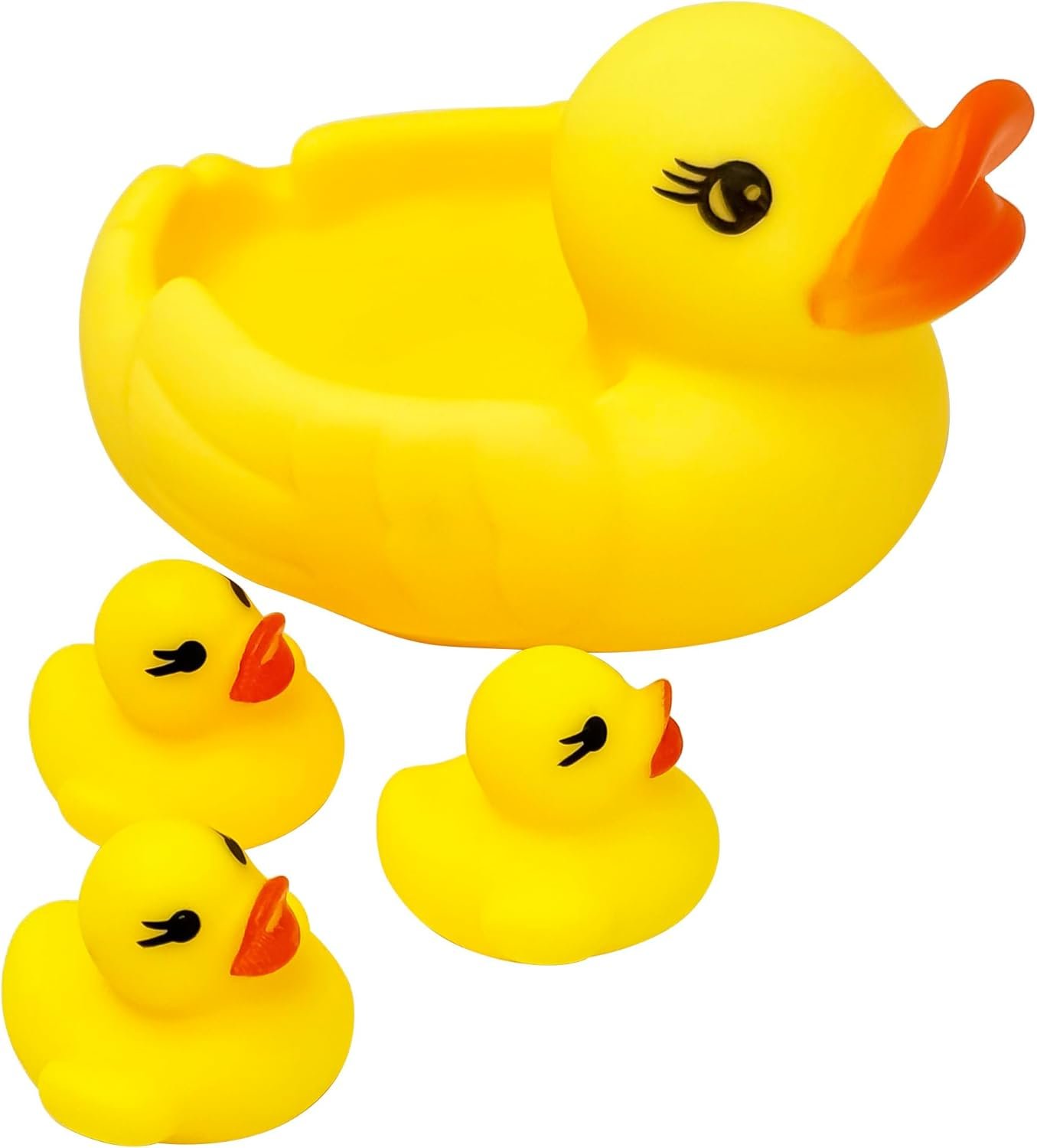4Pcs Rubber Duck Family Set, Floating Bathtub Pool Toys for Toddlers, Fun Time Bath Toys, Soft Rubber Ducks with Beep Sound, Stocking Fillers, Kids Summer Toys 36+ Months
