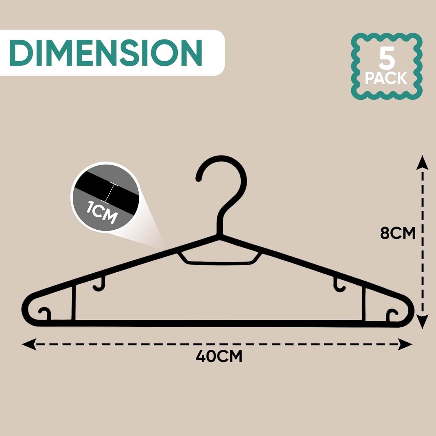 Clothes Hanger Coat Premium Quality Strong Plastic Non-slip Hangers (Black) - Image 4