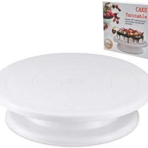 Silicone Rotating Cake Turntable – 28cm Lightweight Plastic Cake Decorating Stand (Round)