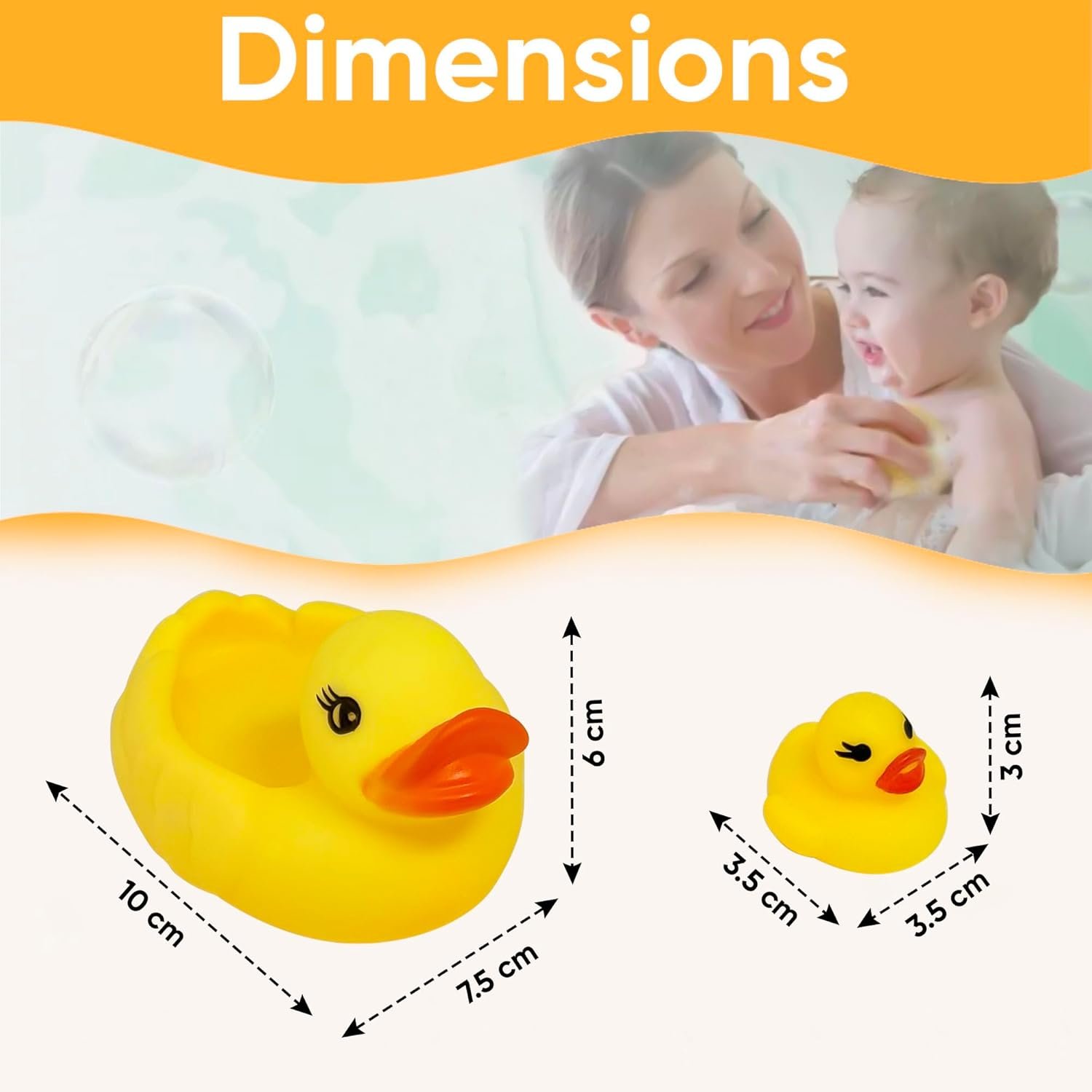 4Pcs Rubber Duck Family Set, Floating Bathtub Pool Toys for Toddlers, Fun Time Bath Toys, Soft Rubber Ducks with Beep Sound, Stocking Fillers, Kids Summer Toys 36+ Months - Image 3