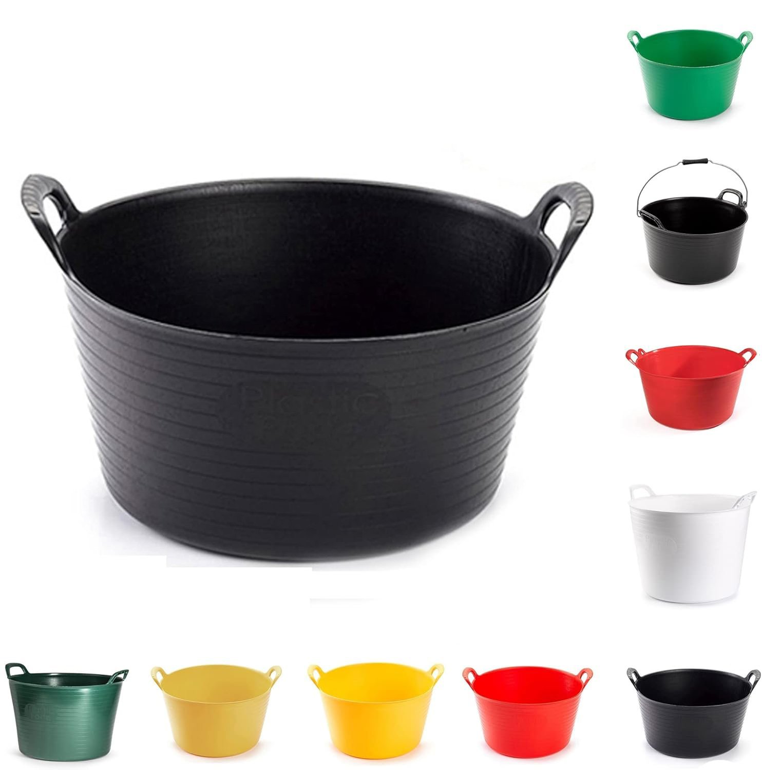 15L Heavy-Duty Polyethylene Flex Tub with Handles (Black)